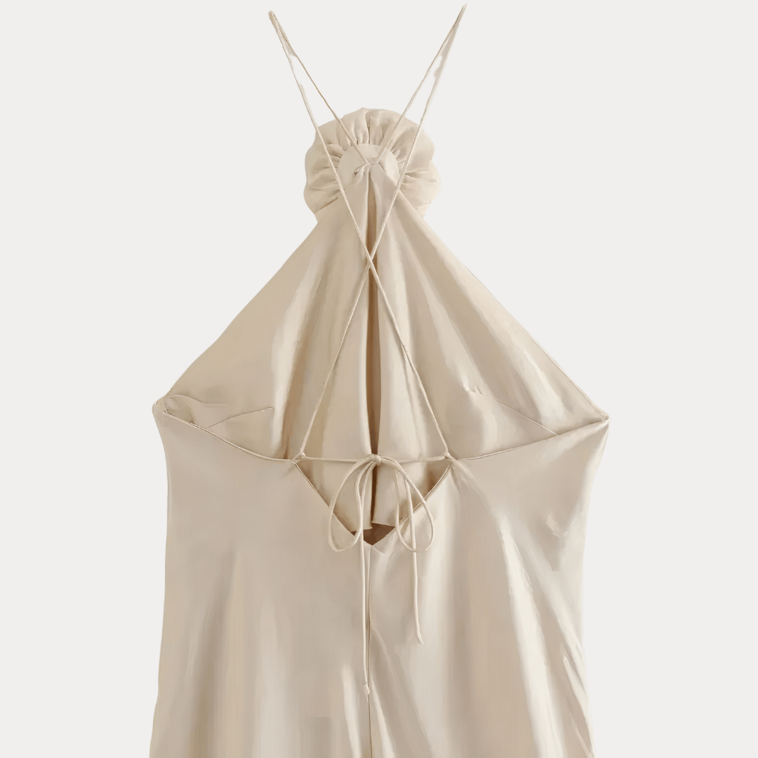 ABITO IN RASO DECORATO CON FIORE