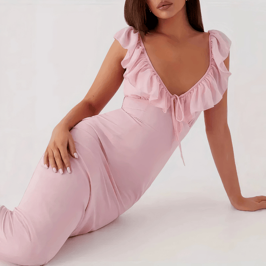 ABITO LUNGO CON SCOLLO A V ARRICCIATO