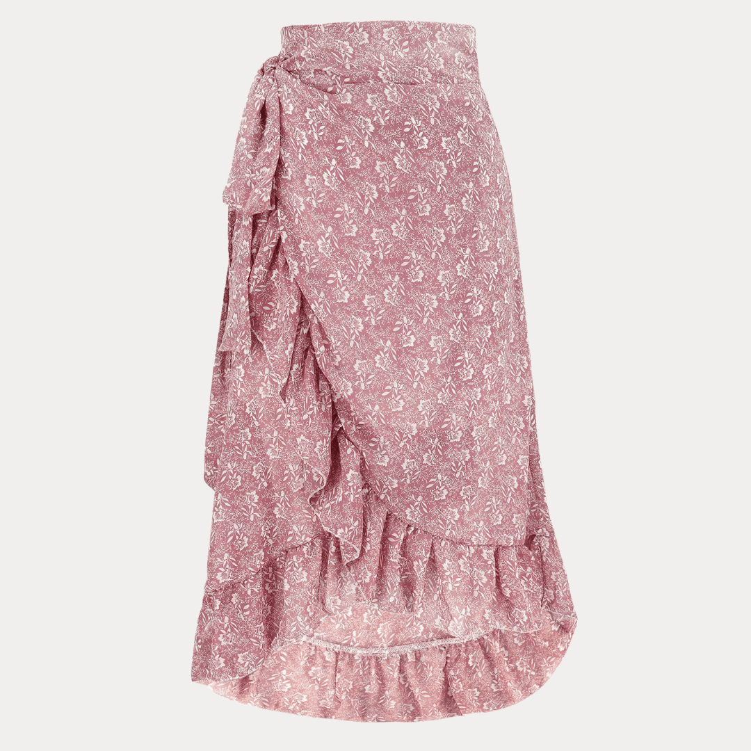 GONNA IN CHIFFON A VITA ALTA CON DECORO FLOREALE