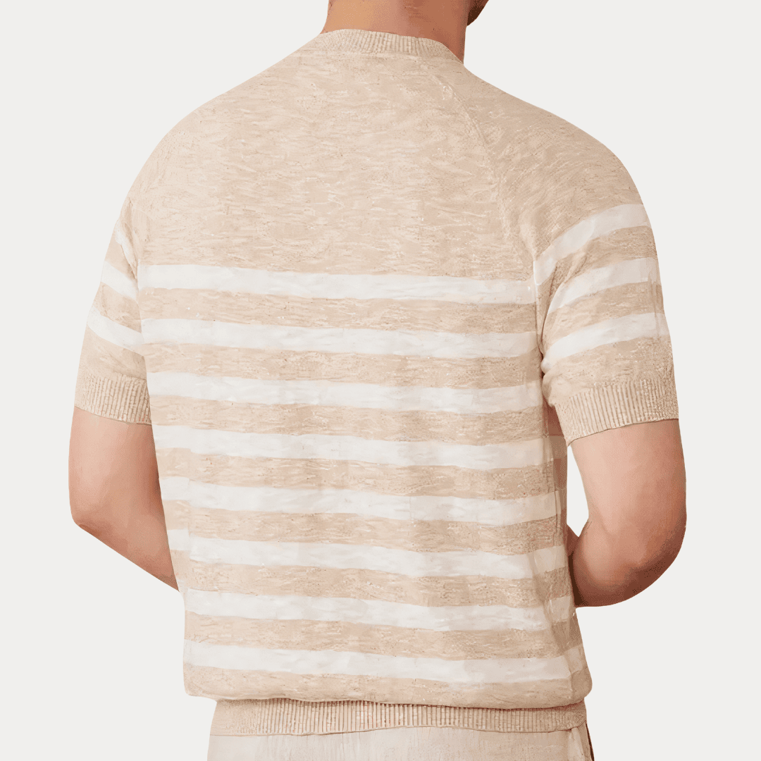 MAGLIETTA GIROCOLLO IN MISTO LINO E COTONE