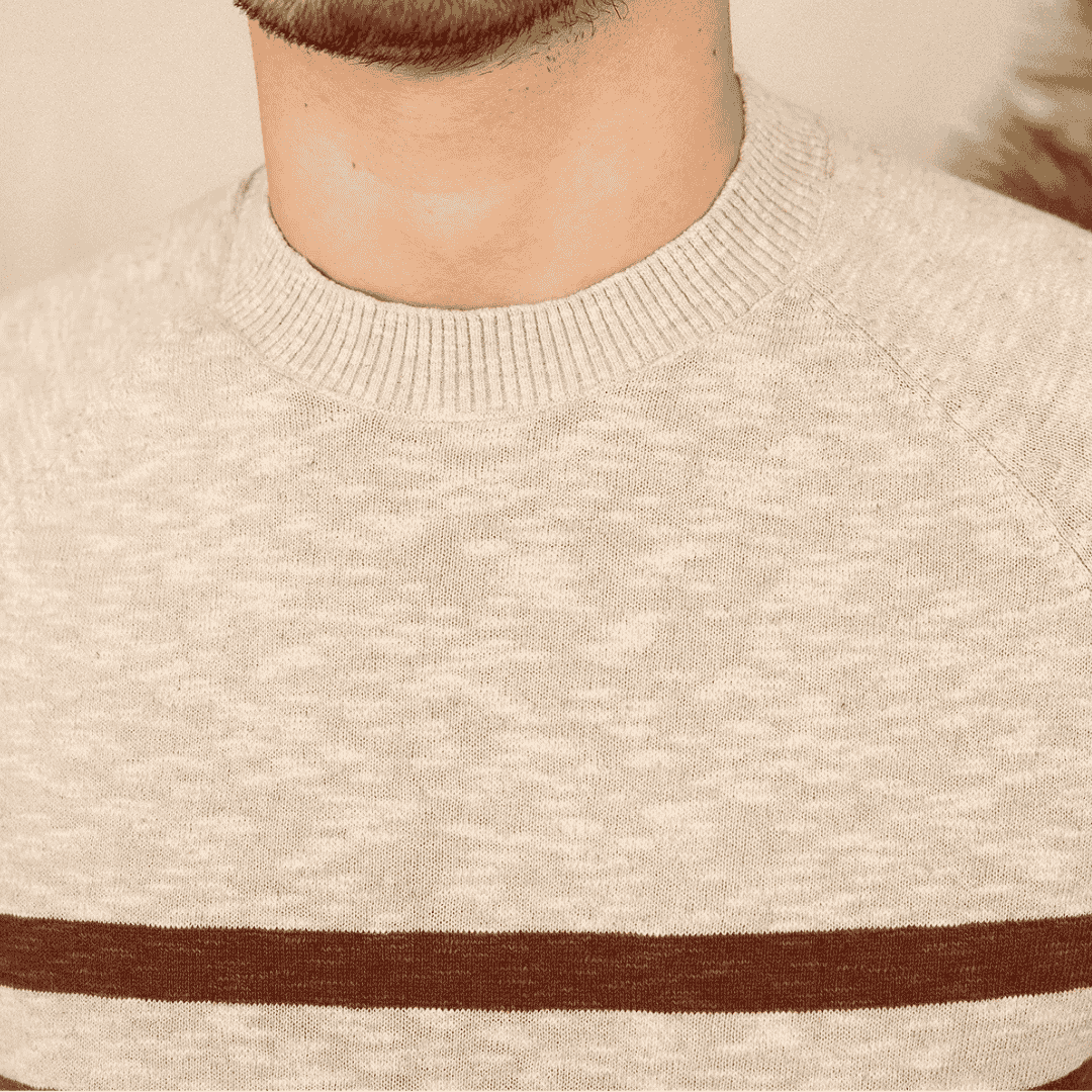 MAGLIETTA GIROCOLLO IN MISTO LINO E COTONE