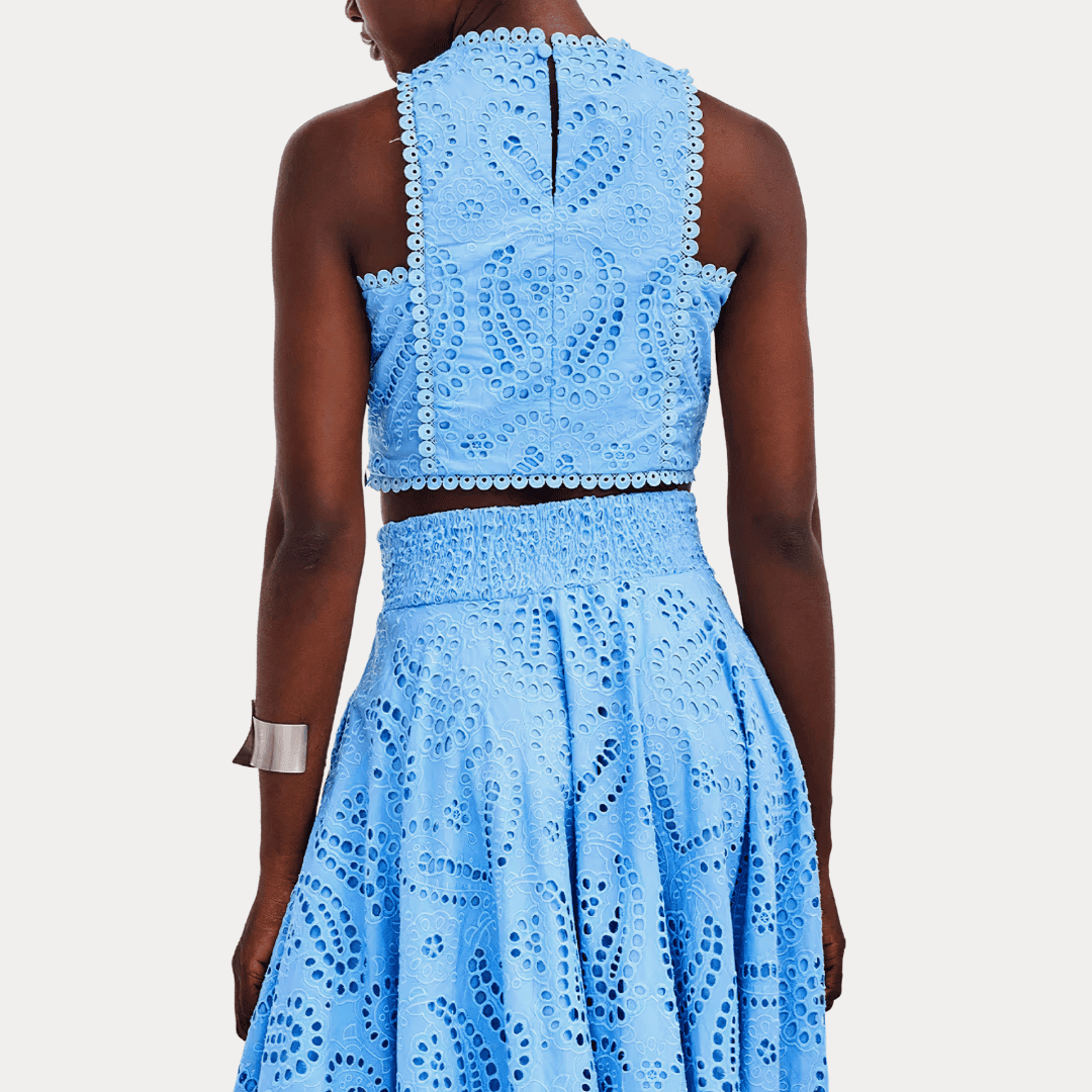 COMPLETO DUE PEZZI IN PIZZO RICAMATO