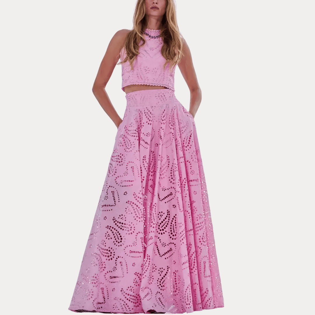 COMPLETO DUE PEZZI IN PIZZO RICAMATO