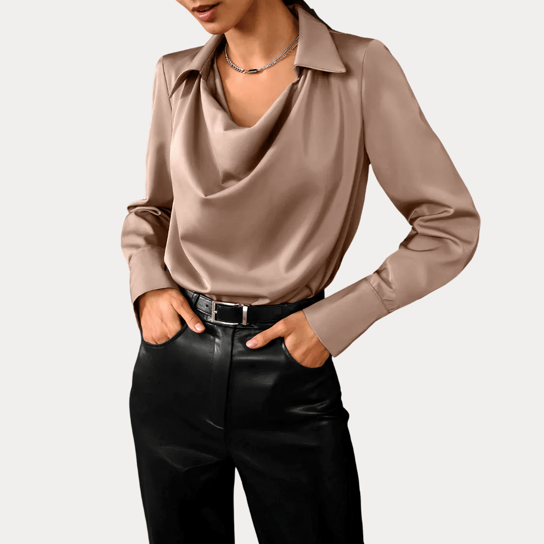 CAMICETTA IN RASO CON SCOLLO DRAPPEGGIATO