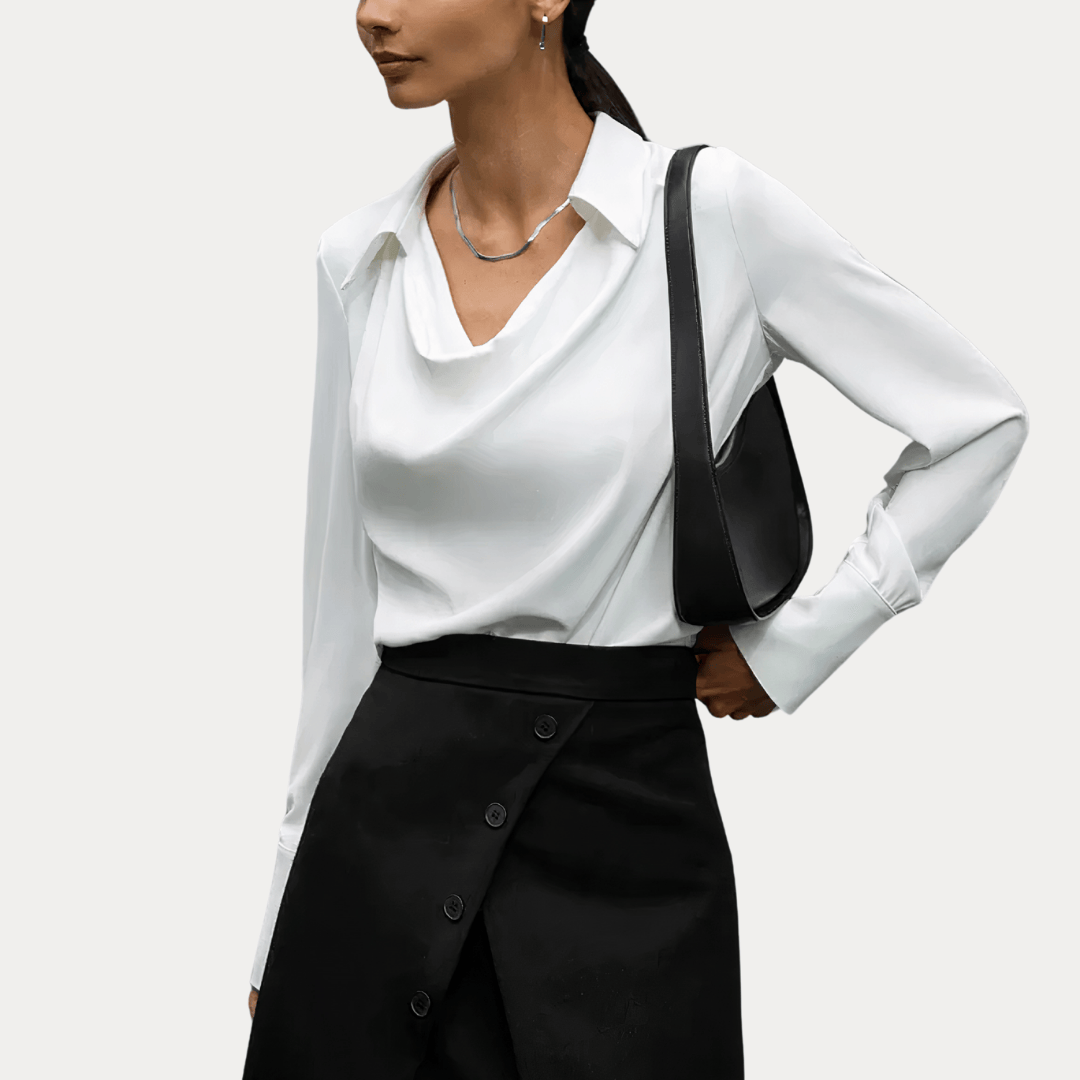 CAMICETTA IN RASO CON SCOLLO DRAPPEGGIATO