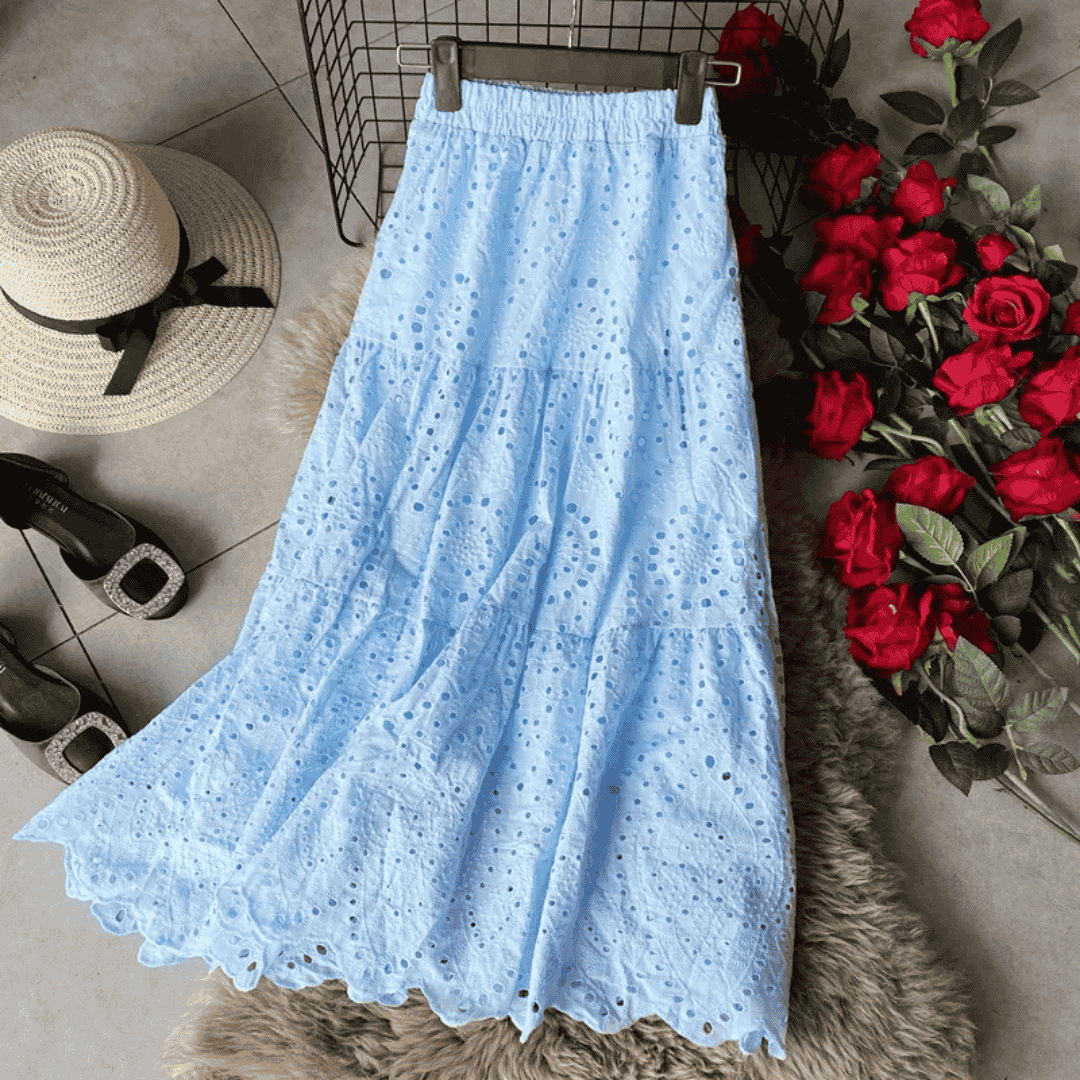 GONNA IN FRESCO COTONE RICAMATA