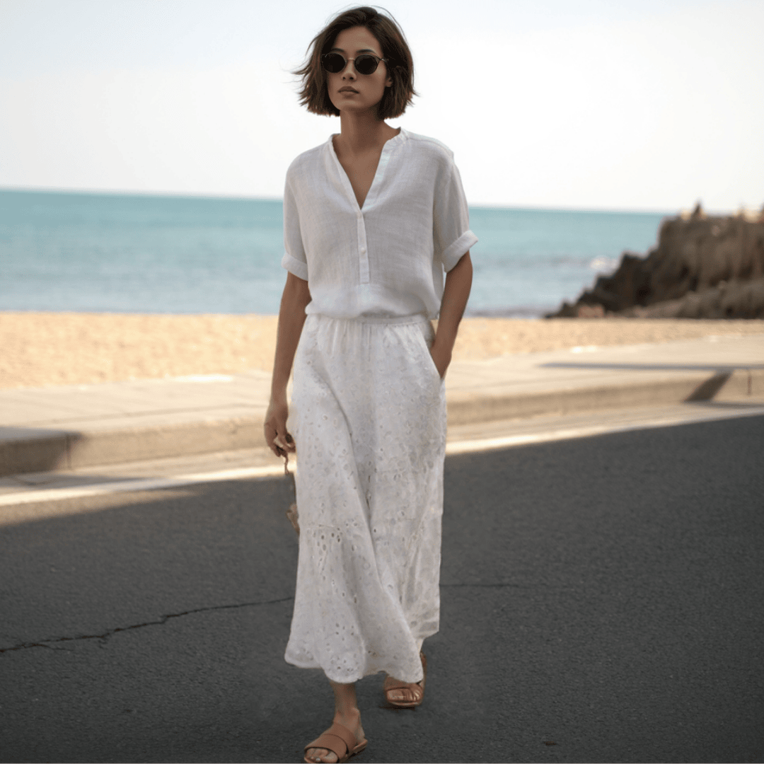 GONNA IN FRESCO COTONE RICAMATA