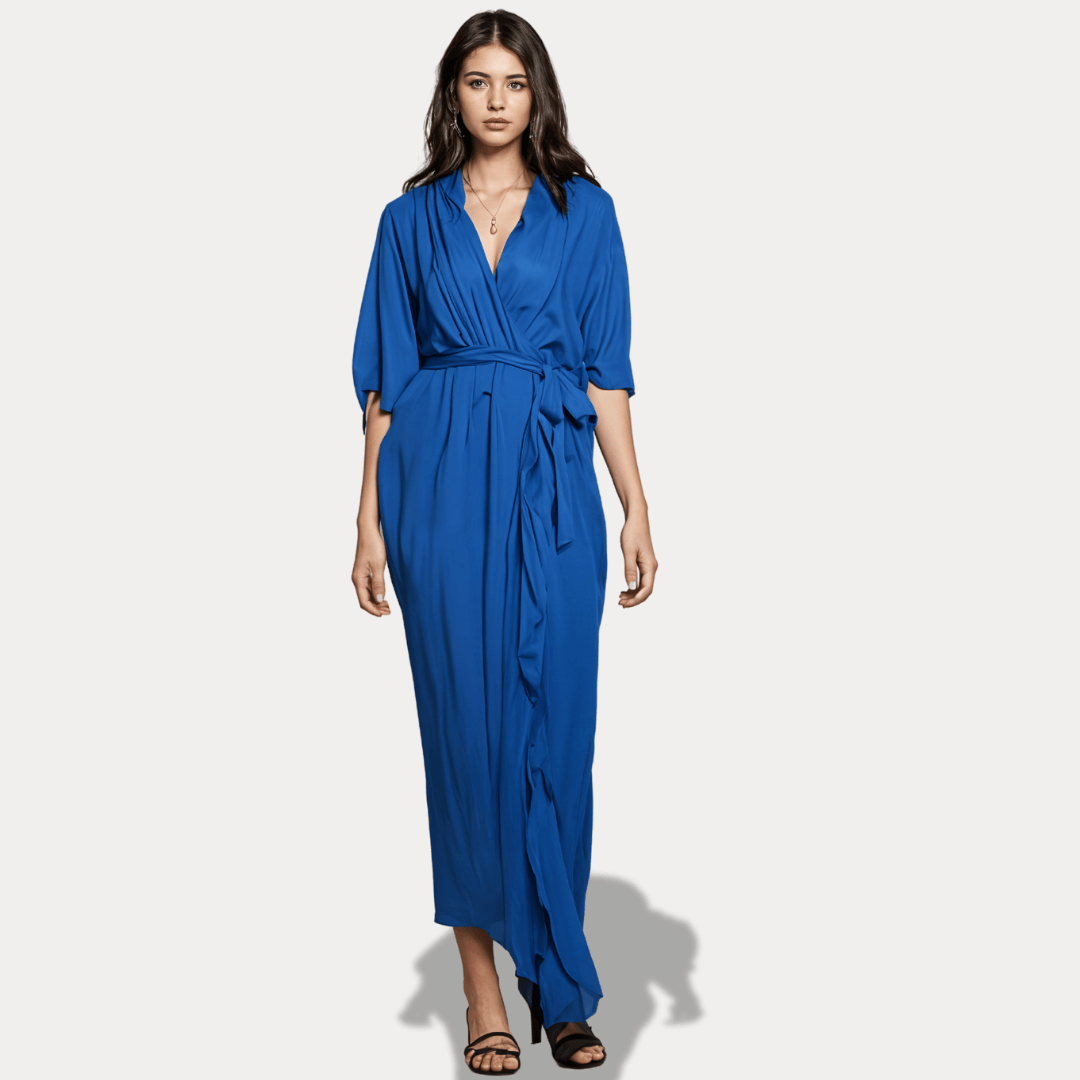 ABITO MISTO SETA CON SCOLLO A V