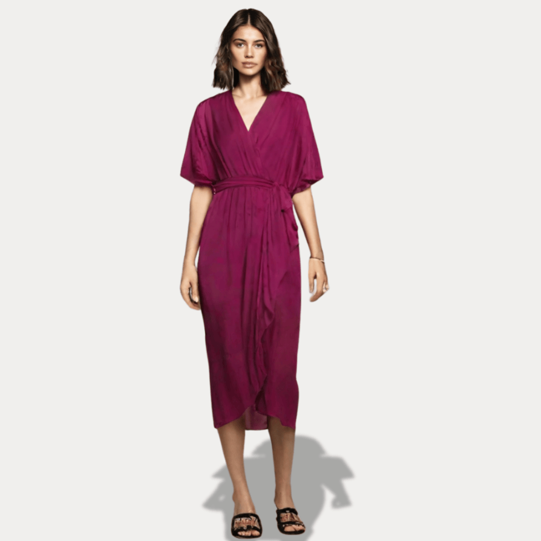 ABITO MISTO SETA CON SCOLLO A V