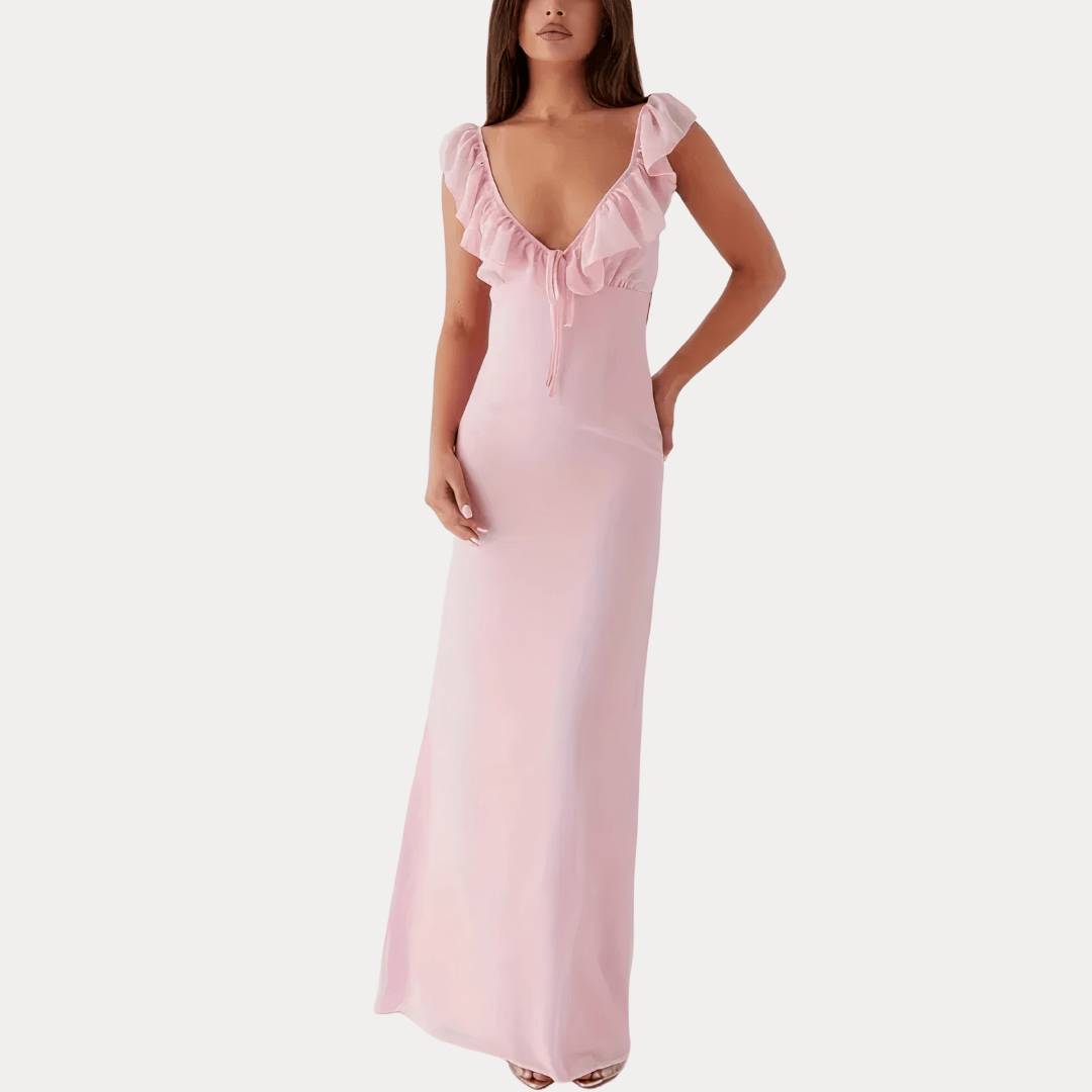 ABITO LUNGO CON SCOLLO A V ARRICCIATO