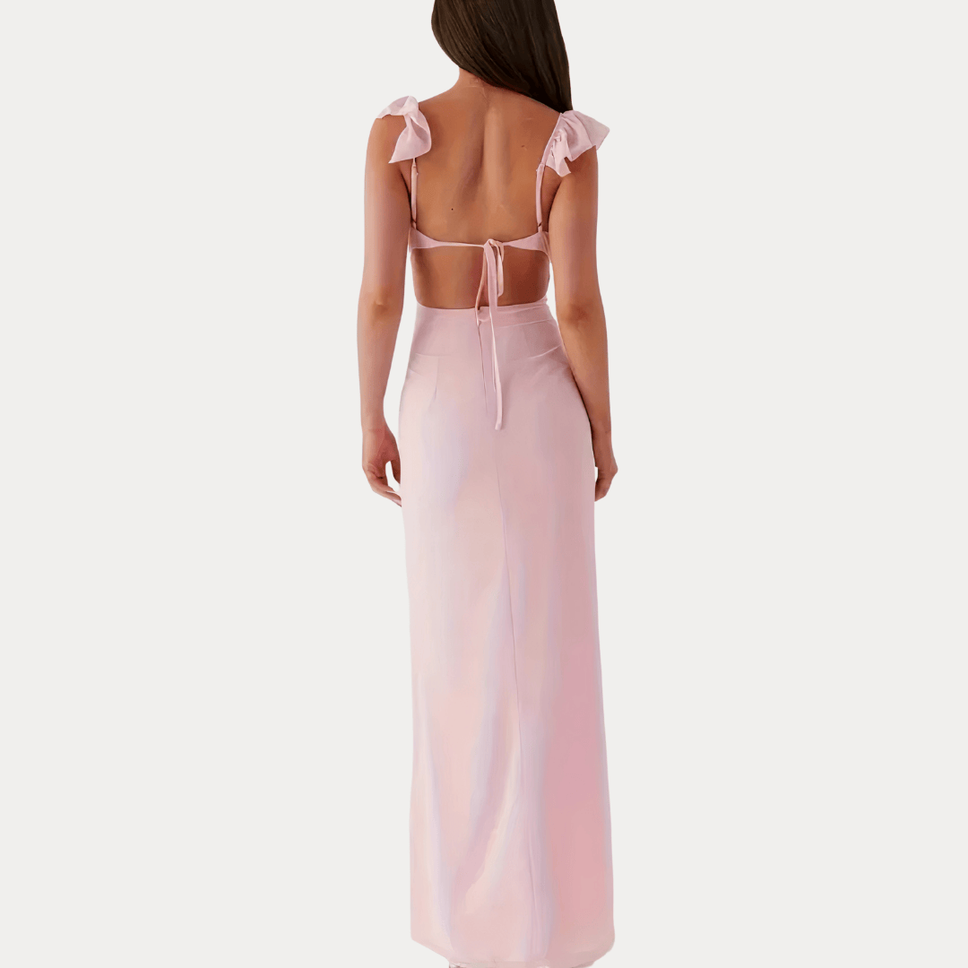 ABITO LUNGO CON SCOLLO A V ARRICCIATO