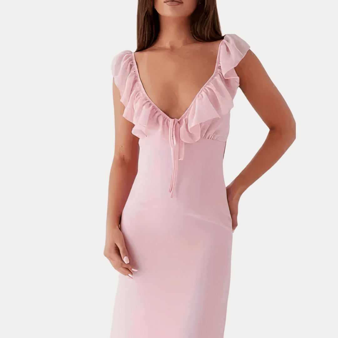 ABITO LUNGO CON SCOLLO A V ARRICCIATO