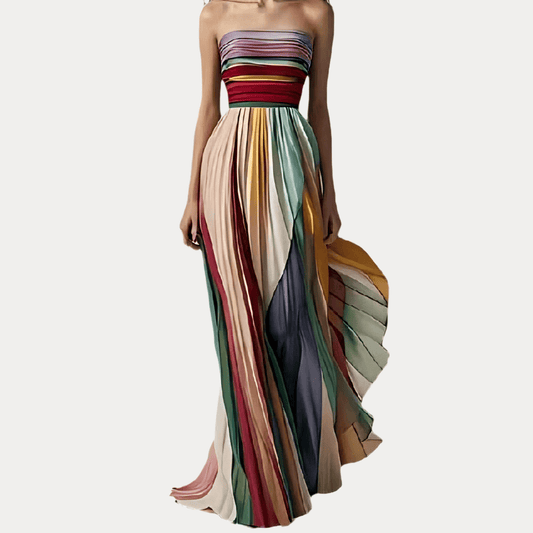 ABITO LUNGO CON STRISCE COLORATE
