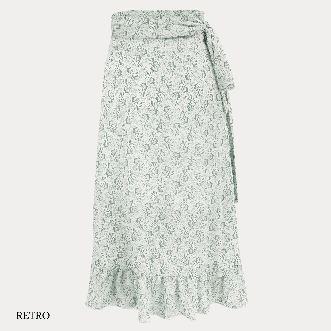 GONNA IN CHIFFON A VITA ALTA CON DECORO FLOREALE