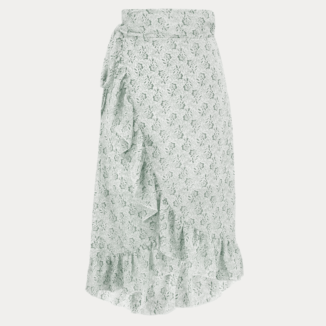 GONNA IN CHIFFON A VITA ALTA CON DECORO FLOREALE