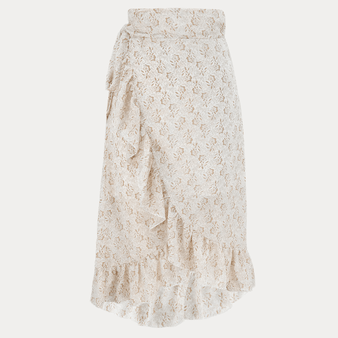 GONNA IN CHIFFON A VITA ALTA CON DECORO FLOREALE