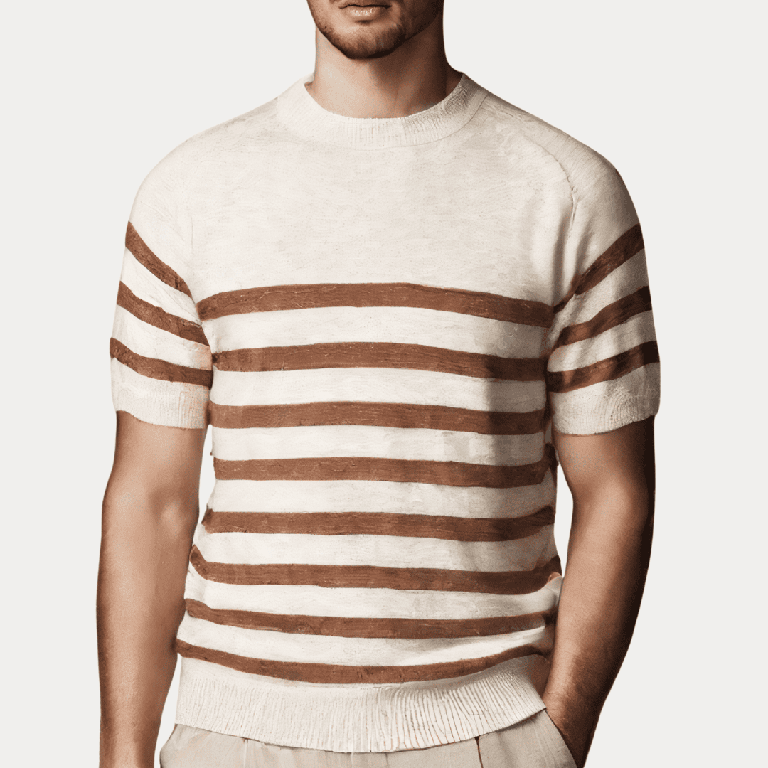 MAGLIETTA GIROCOLLO IN MISTO LINO E COTONE