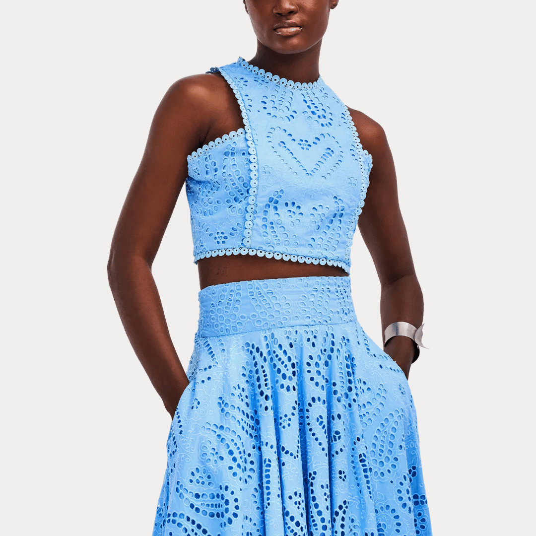 COMPLETO DUE PEZZI IN PIZZO RICAMATO