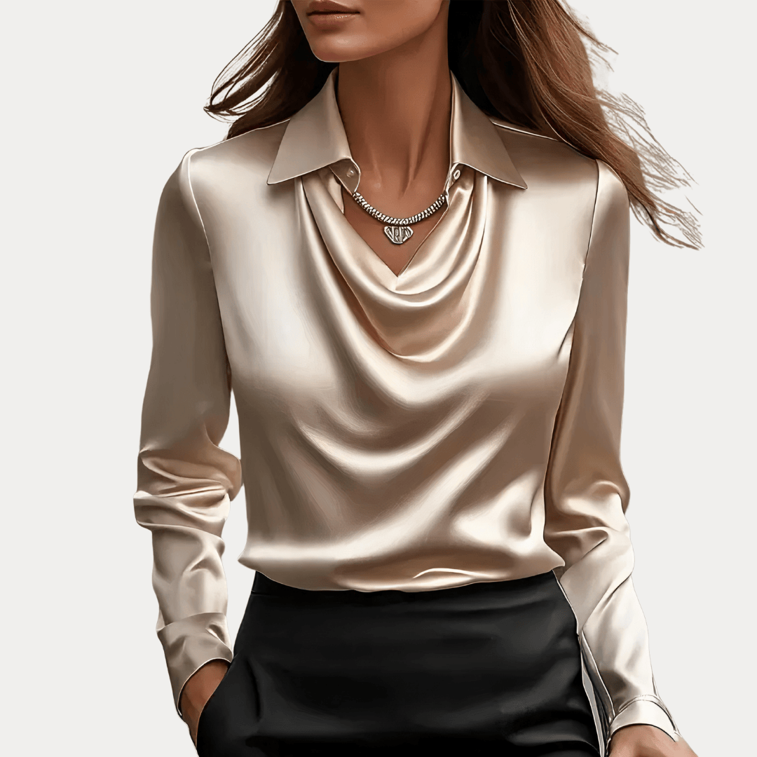 CAMICETTA IN RASO CON SCOLLO DRAPPEGGIATO