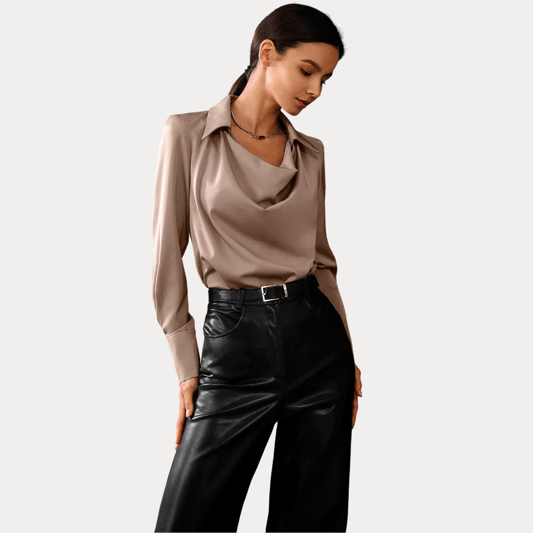 CAMICETTA IN RASO CON SCOLLO DRAPPEGGIATO