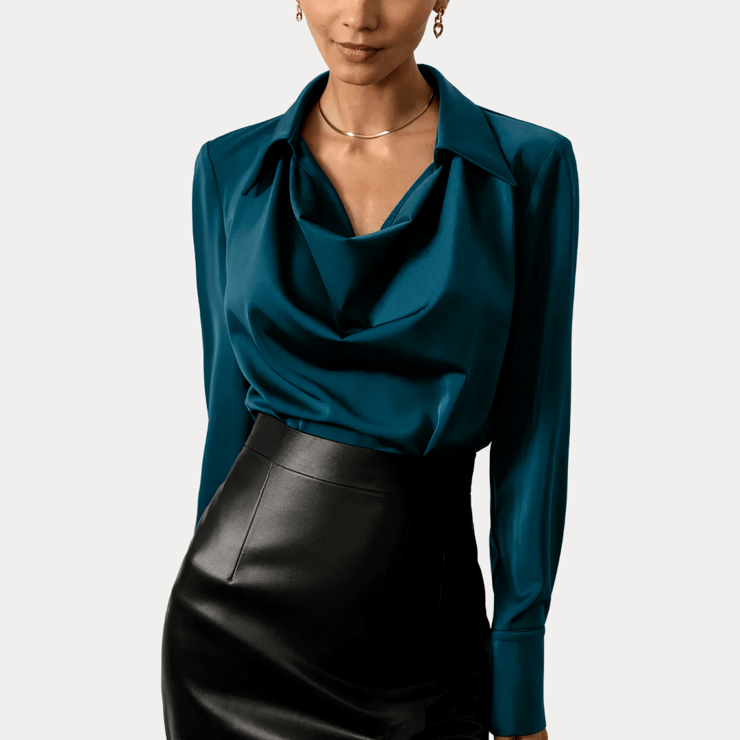 CAMICETTA IN RASO CON SCOLLO DRAPPEGGIATO