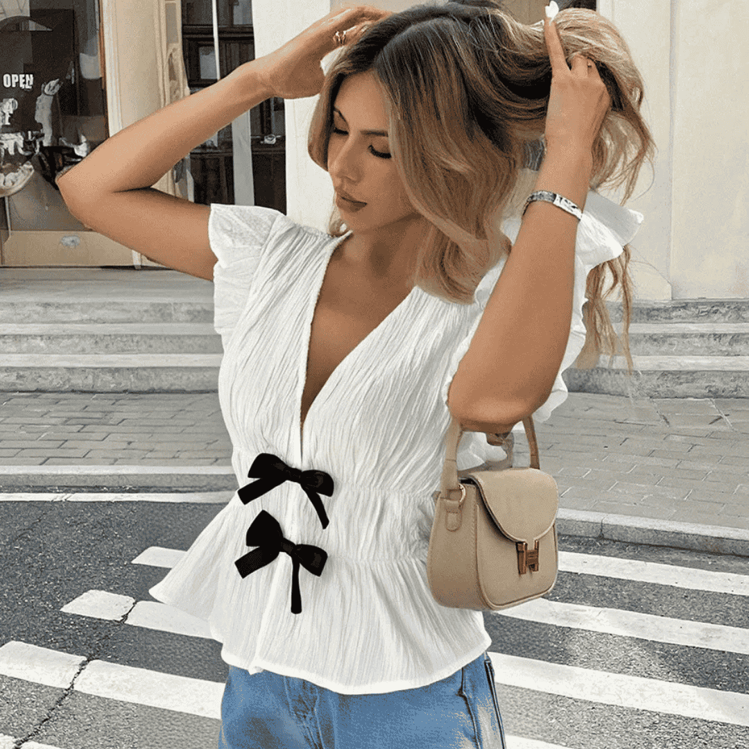 TOP DRAPPEGGIATO CON FIOCCO