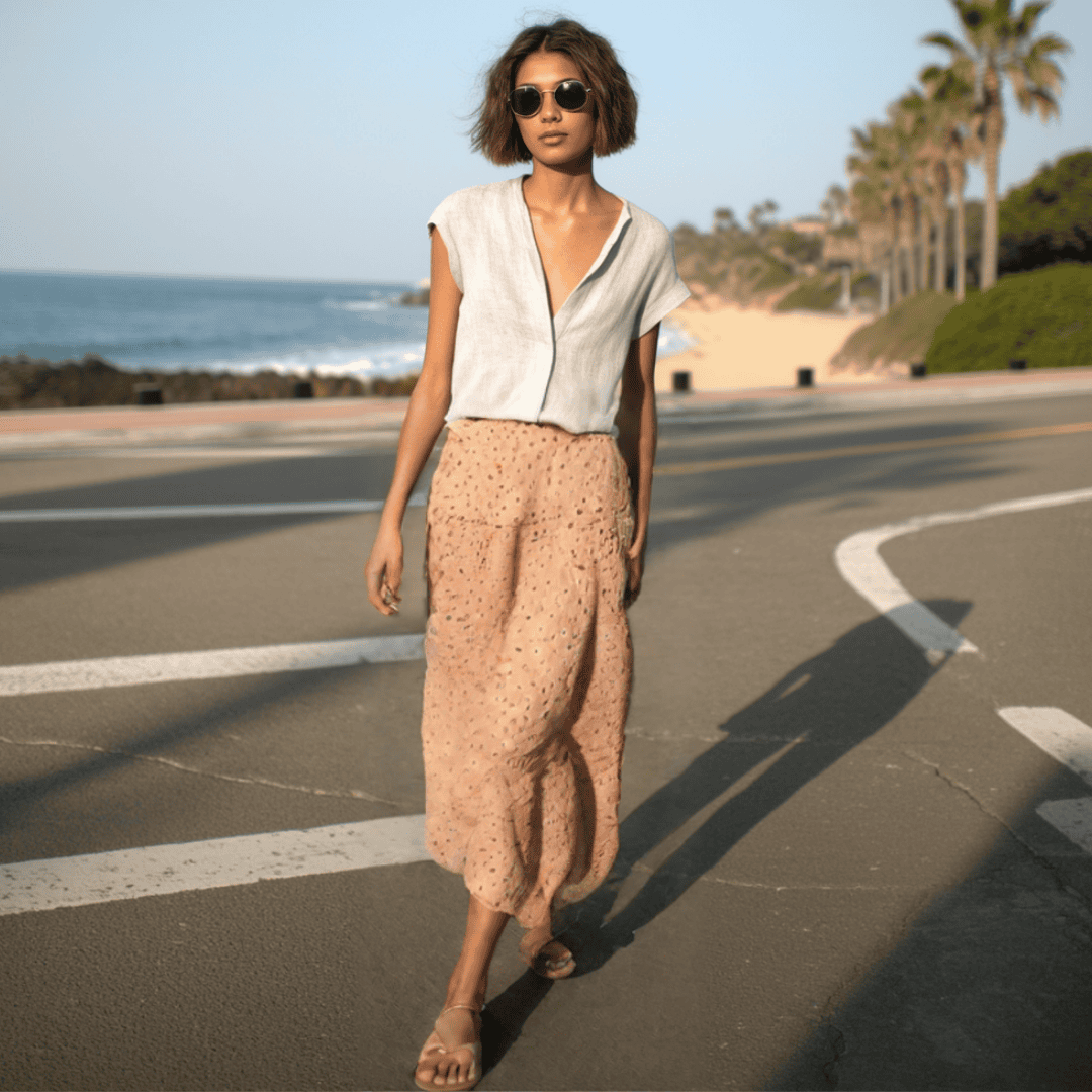 GONNA IN FRESCO COTONE RICAMATA