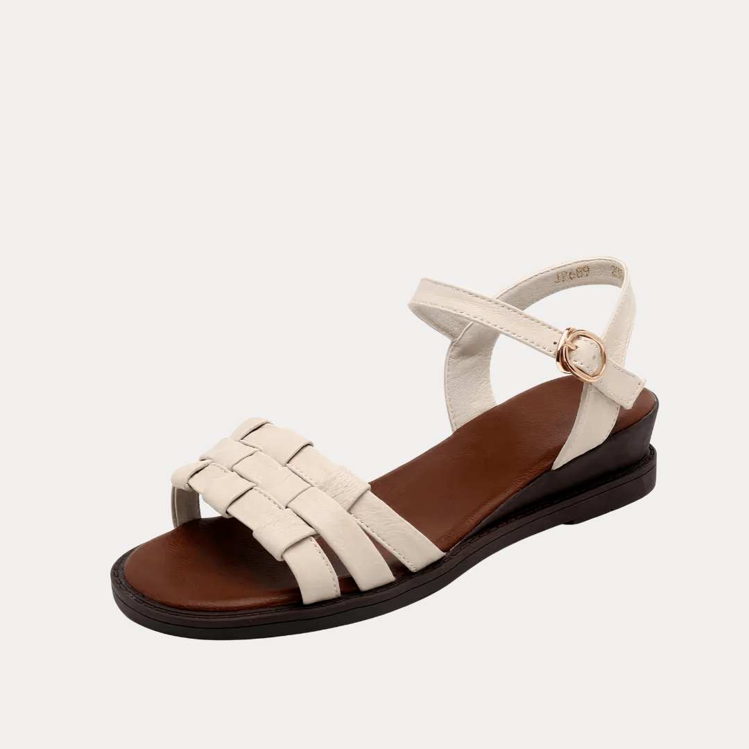 SANDALI IN VERA PELLE CON TACCO A ZEPPA